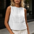 thumbnail image 6 of aohooy Cotton Linen Tank Tops for Women Summer Casual Sleeveless Cropped Shirt Blouses Boat Neck Beach Boho Vacation Vest 2026 White,XL, 6 of 9