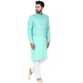thumbnail image 5 of SKAVIJ Kurta Pajama Set for Men Long Sleeve Cotton Evening Dress Green S, 5 of 6