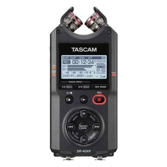 Grabadora portátil Tascam DR-40XP de audio USB-C de 4 canales
