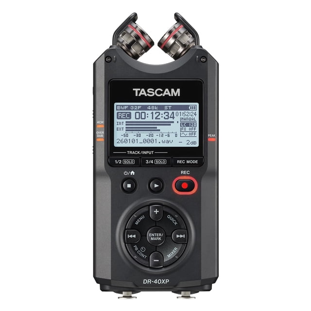 Grabadora portátil Tascam DR-40XP de audio USB-C de 4 canales