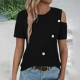 thumbnail image 7 of AherBiu Summer Tops for Women 2024 Cold Shoulder Short Sleeve Basic Comfy Solid Color Tees T Shirts, 7 of 7