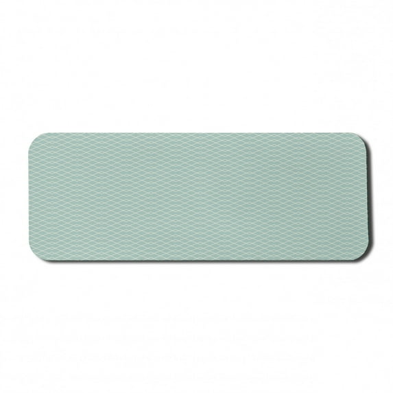 Abstract Computer Mouse Pad, Geometric Motifs Rhombus Pattern with Monochrome Style Interwined Stripes, Rectangle Non-Slip Rubber Mousepad Large, 31" x 12", Pale Seafoam White, by Ambesonne