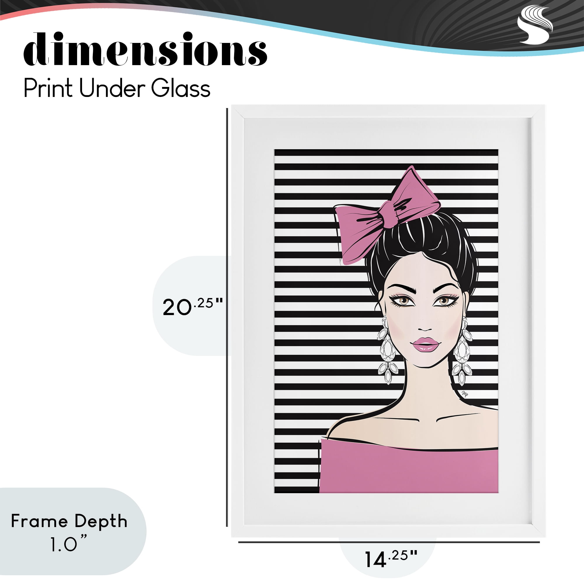 Stupell Industries Girl with Pink Bow & Earrings White Framed Print Under Glass, design by Martina Pavlova