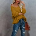 thumbnail image 5 of ManxiVoo Women's Lightweight V Neck Off Shoulder Pullover Sweater Loose Knit Long Sleeve Top for Autumn Casual Wear XL Size Orange, 5 of 9