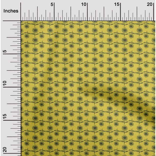 oneOone Polyester Spandex Yellow Fabric Florals Fabric For Sewing Printed Craft Fabric By The Yard 56 Inch Wide