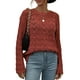 thumbnail image 2 of Txlixc Mujeres Trendy Hollow-Out Tops, Crochet Color sólido Cuello redondo Manga larga Punto Tops con puños acampanados para damas Txlixc  Moda, 2 of 9