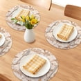 thumbnail image 2 of Placemats Set of 6 Leather Floral Placemats for Kitchen Table Decor Washable Heat Resistant Table Mats Apricot 13x13inch, 2 of 6