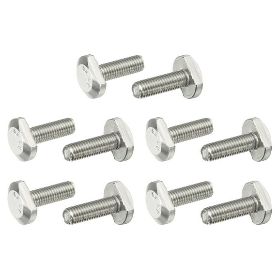 M8x25mm T Slot Bolts 304 Stainless Steel Drop-in Bolt T Shape Stud Sliding Screw, Silver 10 Pcs
