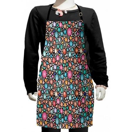 

Geometric Kids Apron Colorful Round Shaped Sea Stones in Repetitive Pattern Art Boys Girls Apron Bib with Adjustable Ties for Cooking Baking Painting Charcoal Grey Multicolor by Ambesonne