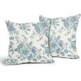 thumbnail image 2 of Smoke Blue and Cream Floral Pillow Covers 16x16 Inch Set of 2 Vintage Floral Throw Pillow Covers Chinoiserie Flower Pillowcases Rustic Farmhouse Cotton Linen Cushion Covers for Couch Bed Sofa Decor, 2 of 6