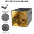 thumbnail image 5 of Collapsible Oxford Fabric Storage Cubes with Handles, Large Mid Foldable Oxford Cloth Bins Set of 2/6, Closet Organizers for Shelves Clothes Home Kitchen Toy - Golden Metallic-1, 5 of 7