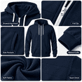 thumbnail image 3 of Men's Fleece Hooded Jacket Full Zip Long Sleeve Hoodie with Pockets Fall Winter Loose Zipper Sweatshirt Jacket, 3 of 8