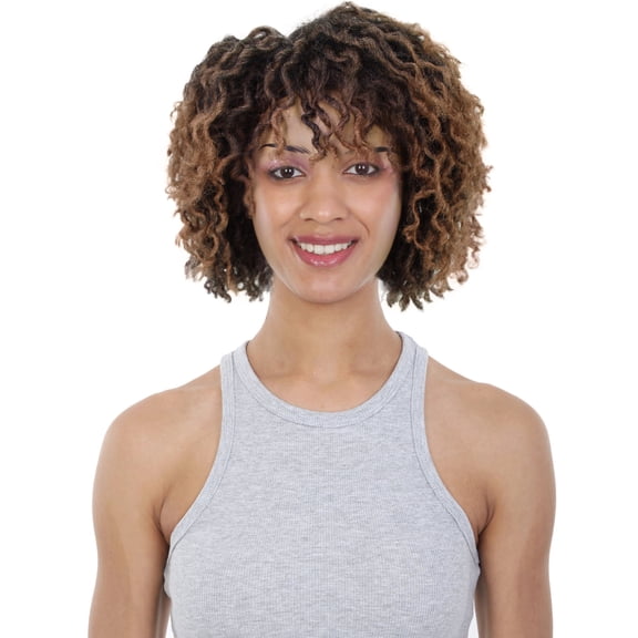 LUXLUXE Synthetic Dreadlock Wig 10 In Short Pixie Curly Faux Locs Full Wig for Black Women No Lace for Daily Wear Party Cosplay