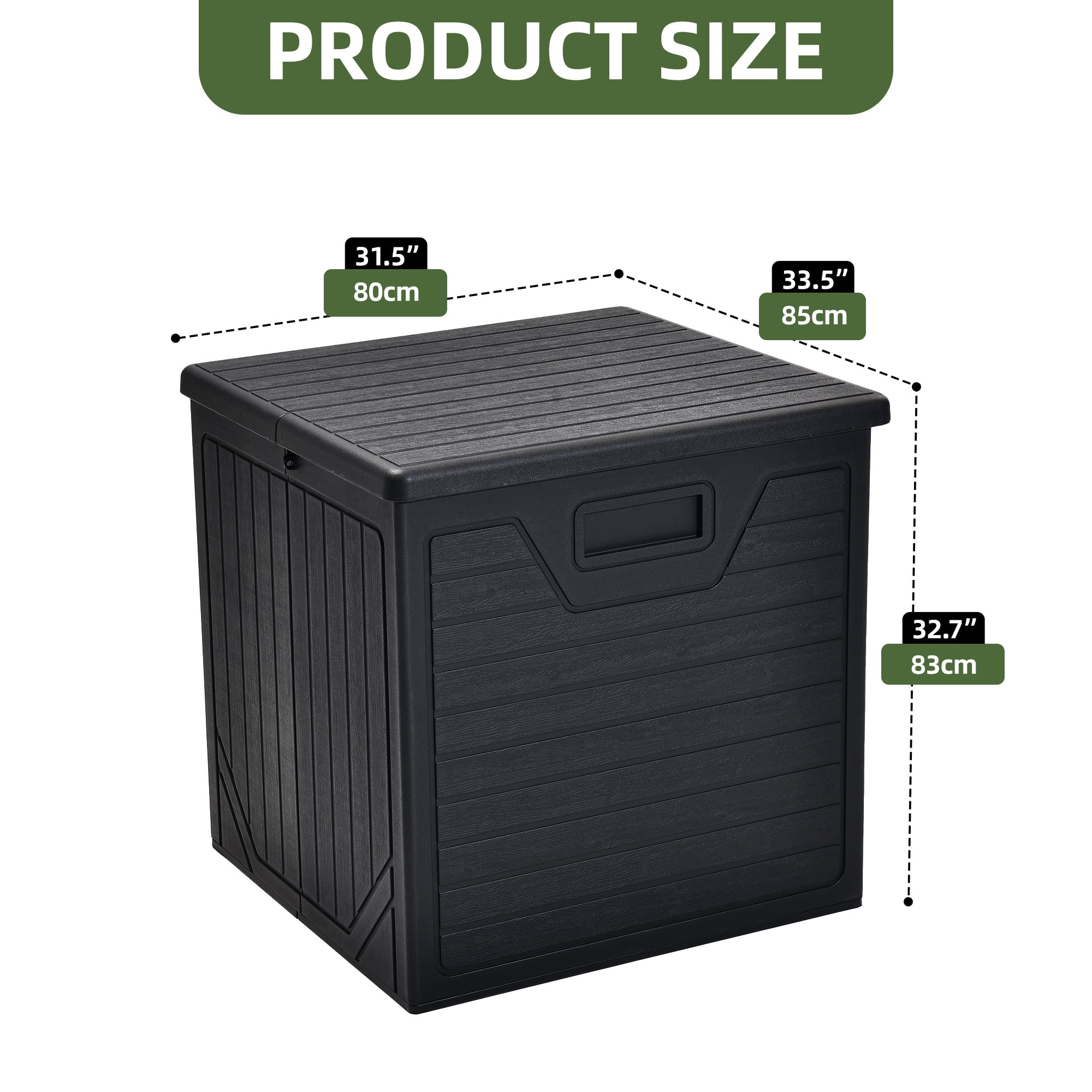 Uforic 150 Gallon Outdoor Resin Deck Box, Lockable Waterproof Patio Storage Bin for Garden Tools, Pool Supplies and Outdoor Furniture Cushions, Black