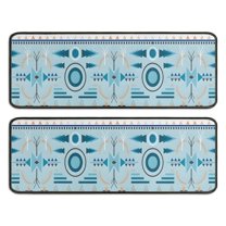 Kitchen Rugs Sets Of 2,Blue Geometric Triangle Diamond Pattern Anti Fatigue Kitchen Mat Rugs Non Slip Washable,Decorative Kitchen Floor Mats for Kitchen,Sink,Laundry,17"x47" 17"x47"