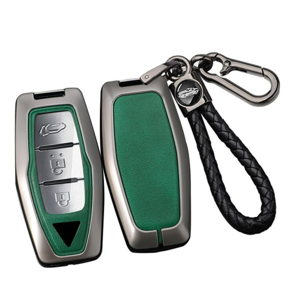 2/3/4 Button PU Leather Key Fob Cover Fit for Mitsubishi Outlander 2024 2023 2022 2021 Keyless Key Fob Case with weave Keychain