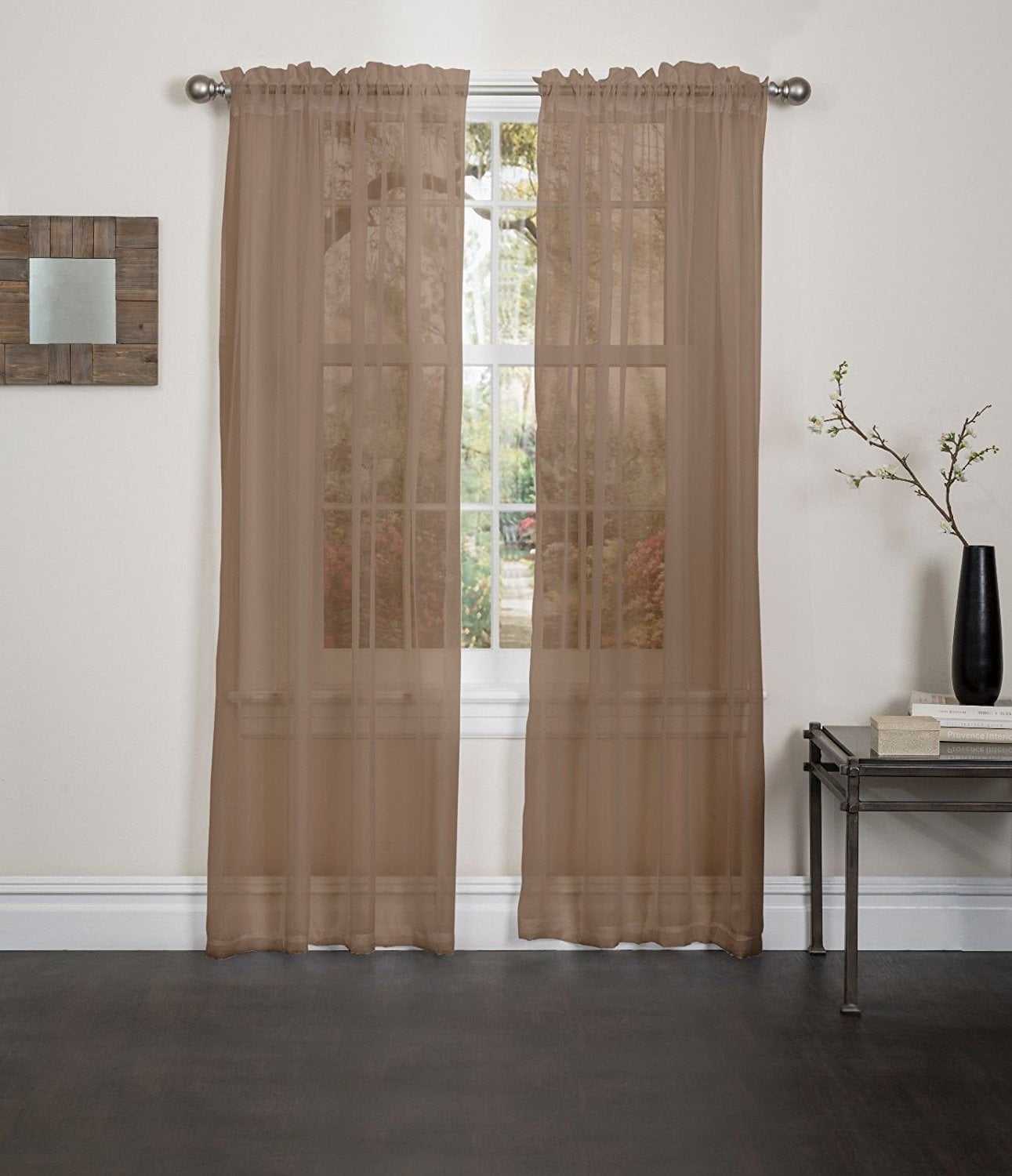 Linen Store 2 Piece 54"x84" Sheer Voile Window Curtain Rod Pocket Panels - Picture 9 of 12