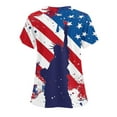 thumbnail image 4 of Fourth of July Scrub Tops,Cadancy Cotton Linen Nurse Uniforms for Women Loose Fit,Short Sleeve Blouses Cotton,Red White and Blue Shirts V Neck,Patriotic Memorial Day,De Mujer Para Lightning M, 4 of 5