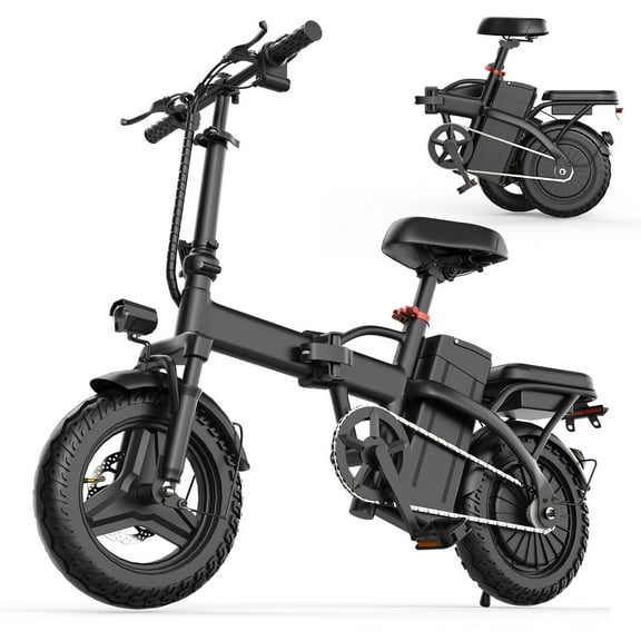 AVBDJOY 14" Electric Bike for Adults, Folding Ebike with 500W Peak Motor, Up to 20MPH Speed, 25Miles Max Range, 48V 10AH Electric Bicycle with Removable Battery & Fat Tires