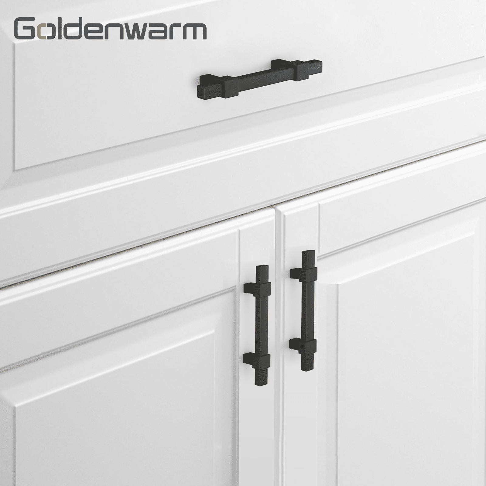 Goldenwarm 10 Pack Kitchen Cabinet Pulls Matte Black Dresser Handle Cabinet Hardware 3in hole Center