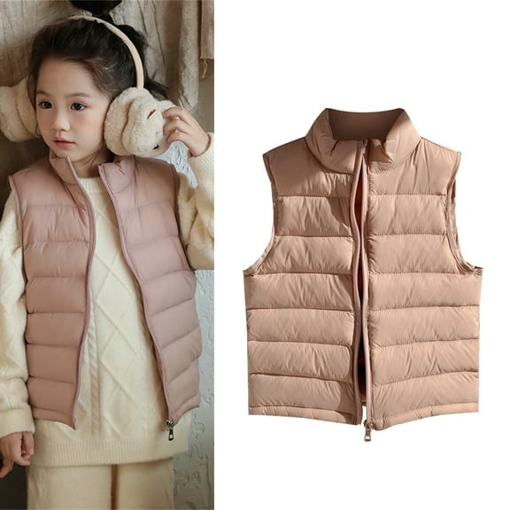 Kids Girls Boys Puffer Vest Kids Winter Vest Light Weight Down Vest with Zip Up Cute Jacket Sleeveless Winter Fleece Vest 3-4 Years