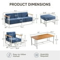 thumbnail image 5 of Opohoro 6-Pieces Outdoor Conversation Set with Patio Sofa, Swivel Rocking Chairs and Ottomans, Blue, 5 of 14