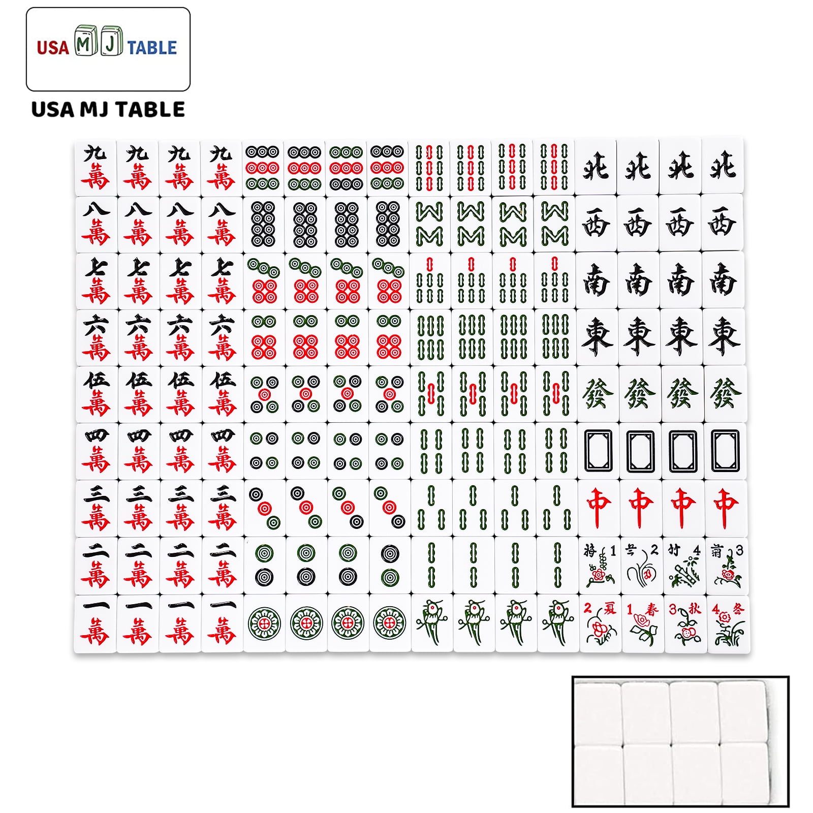 42mm Mahjong Ultra Thin Folding Automatic Mahjong Table with Wheels Foldable Style with 2 Sets of Chinese Tiles No Number (Blue & Green)