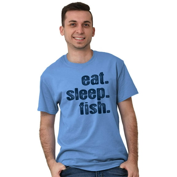 Eat Sleep Fish Fishermen's Life Funny Men's Graphic T Shirt Tees Brisco Brands S