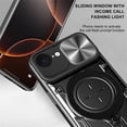 thumbnail image 5 of Heavy Duty Case for iPhone 17e/16e 6.1-inch, Camera Lens Sliding Cover With Hidden Bracket Magnetic Car Mount Holder, Rugged PC+TPU Hybrid Military Grade Shockproof Lens Protection Case,Silver, 5 of 12
