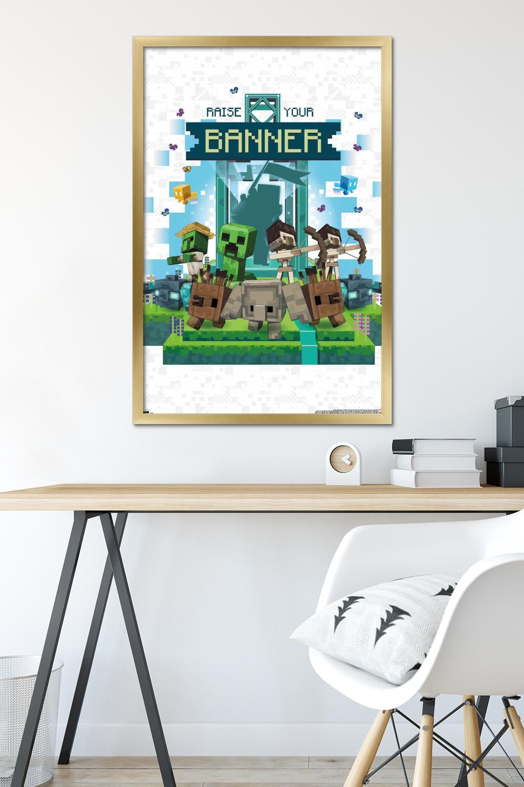 Minecraft: Legends - Raise Your Banner Wall Poster, 22.375" x 34" Framed