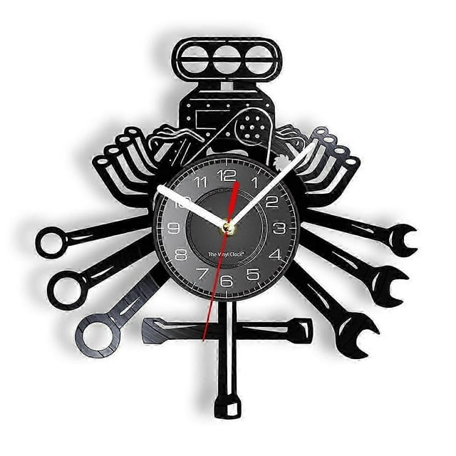 Personalized Car Repair Tools Wall Clock with LED Lights, Man Garage Wall Sign Decor Gift, Father'S Day Husband US Plug