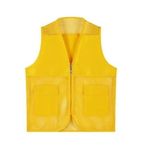 WXDDY Unisex Big Mesh Volunteer Vest Zipper Front Safety Vest with Reflective Strips and Pockets for Kids Aged 6-14 Years