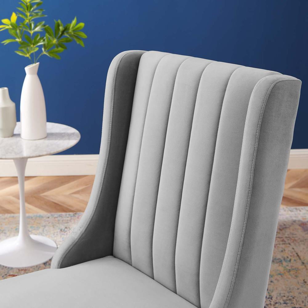Modway Renew 19.5" Velvet Parson Dining Side Chairs in Light Gray (Set of 2)