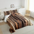 thumbnail image 3 of Manfei Old Wooden Strip Queen Comforter Set,Rustic Farmhouse Bedding Sets,Brown Beige Bedding Comforter Set For Teens,Ultra Soft Home Decor Reversible,3 Pieces, 3 of 8