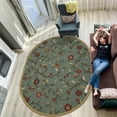 thumbnail image 4 of Ottomanson Floral Area Rug 5' x 6'6" Oval - Non Slip Low Pile Carpet, Seafoam Green, 4 of 8