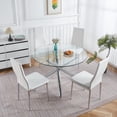 thumbnail image 2 of 5pieces Dining Set Modern Glass Dining Room Table with 4 PU Leather Chairs Save Space Dining Room Sets for 4 Ideal for Kitchen Dining Room, 2 of 10