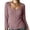 Pink, variant on Women Notch V Neck Long Sleeve Henley Shirts Casual Slim Fit Blouse Vintage Cottagecore Button Up Tops