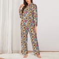 thumbnail image 6 of Rateoe colorful Skull sunflower Pattern Womens Pajamas Set Long Sleeve Sleepwear Button Down Nightwear Soft Cotton Pj Lounge Sets, 6 of 9