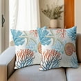 thumbnail image 6 of Coastal Pillow Covers 18x18 Inch Beach Theme Starfish Coral Seashell Outdoor Decorative Throw Pillows Set of 2 Nautical Ocean Blue Pillowcases for Couch Home Decor, 6 of 7