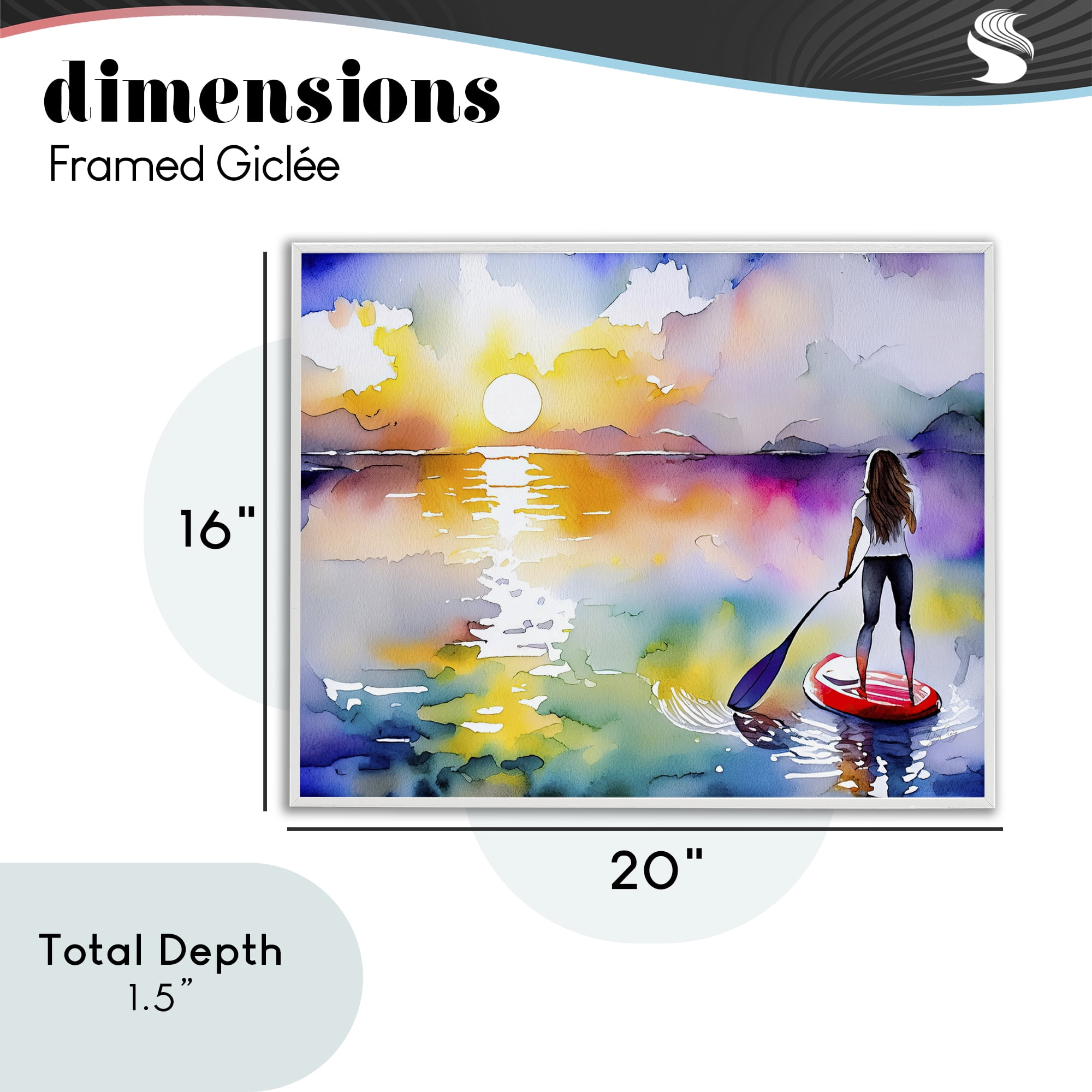 Stupell Industries Sunset Paddle Drift White Framed Giclee Art, design by Shelly Craig