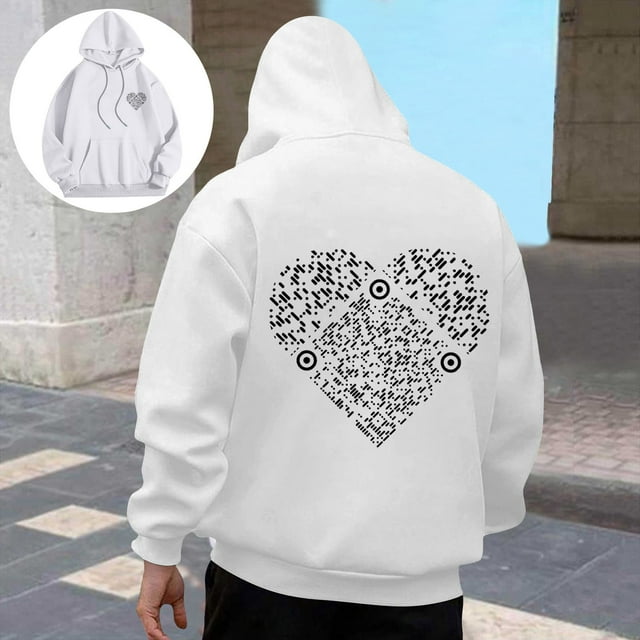 MHFRRA Sudadera con Capucha Estampada de Color Sólido para Hombre y Mujer, Abrigo Cálido y Cómodo de Invierno Blanco