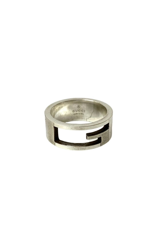 Pre-Owned GUCCI Square G Ring, 925 Sterling Silver, Men's Accessory, 102-4 (Good)