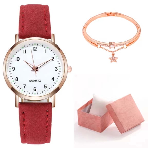 Nsxcdh Women's Quartz Watch,Luminous Dial,Frosted Leather Strap,Retro Round,1.42 in Case,Flexible Buckle,Classic Bracelet,Gift Box Set Christmas Gifts for Grandkids and Women