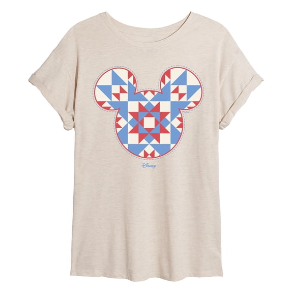 Disney - Mickey Ears Quilt - Womens Oversized Graphic T-Shirt