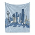 thumbnail image 1 of Seattle Skyline Soft Flannel Fleece Throw Blanket, Doodle Urban Setting in Washington Blue Toned Illustration, Cozy Plush for Indoor and Outdoor Use, 50" x 70", Azure Blue and Pale Blue, by Ambesonne, 1 of 6