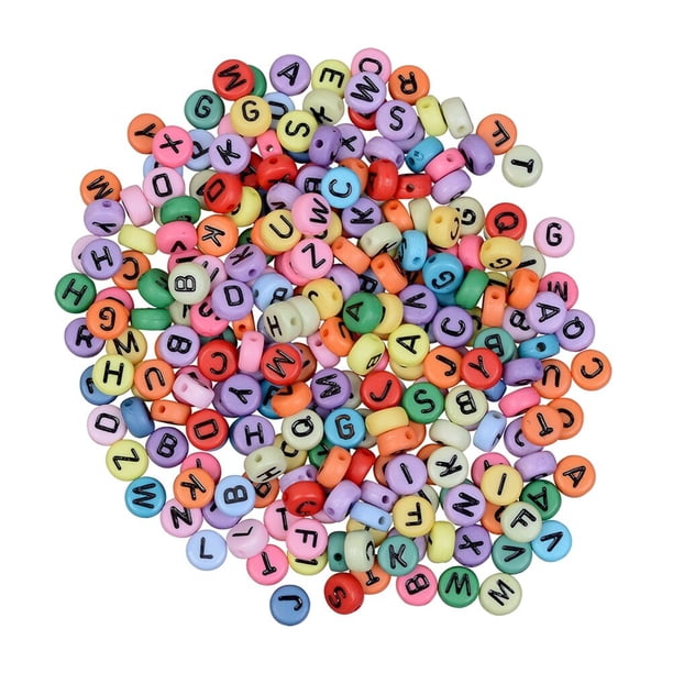 1200 cuentas redondas de acrílico con letras del alfabeto, cuentas de corazón grabadas para pulseras DIY, juguetes educativos para niños, regalo hecho a mano (colores y patrones variados)