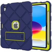 Dteck Case for iPad 10th Generation 10.9 inch 2022,Heavy Duty Rubber Rugged Hybrid Shockproof Hard Case Built-in Pencil Holder Kickstand Cover,Navy/Green