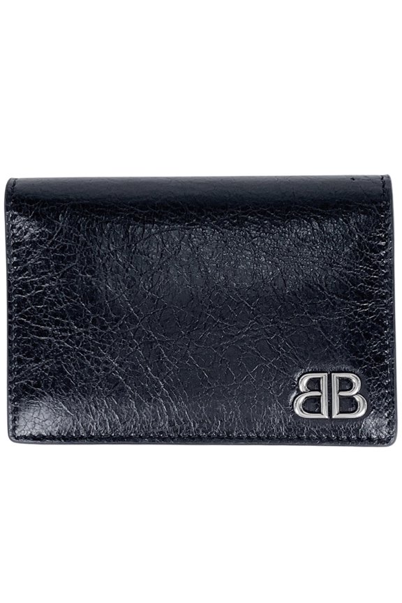 Pre-Owned Balenciaga BALENCIAGA Logo Business Card Holder/Card Case BB Holder Bi-fold Leather...