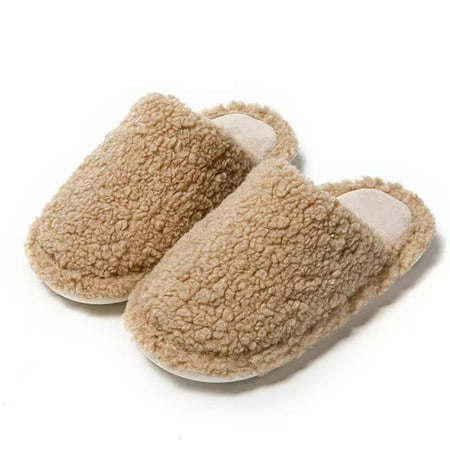 

Penkiiy Warm Slippers for Women Slippers for Women A Pair Of Lazy Slippers Curly Cozy Flat Slide Slippers Comfy Soft Non-Slip House Shoes Indoor And Outdoor Warm Gift Coffee Slippers