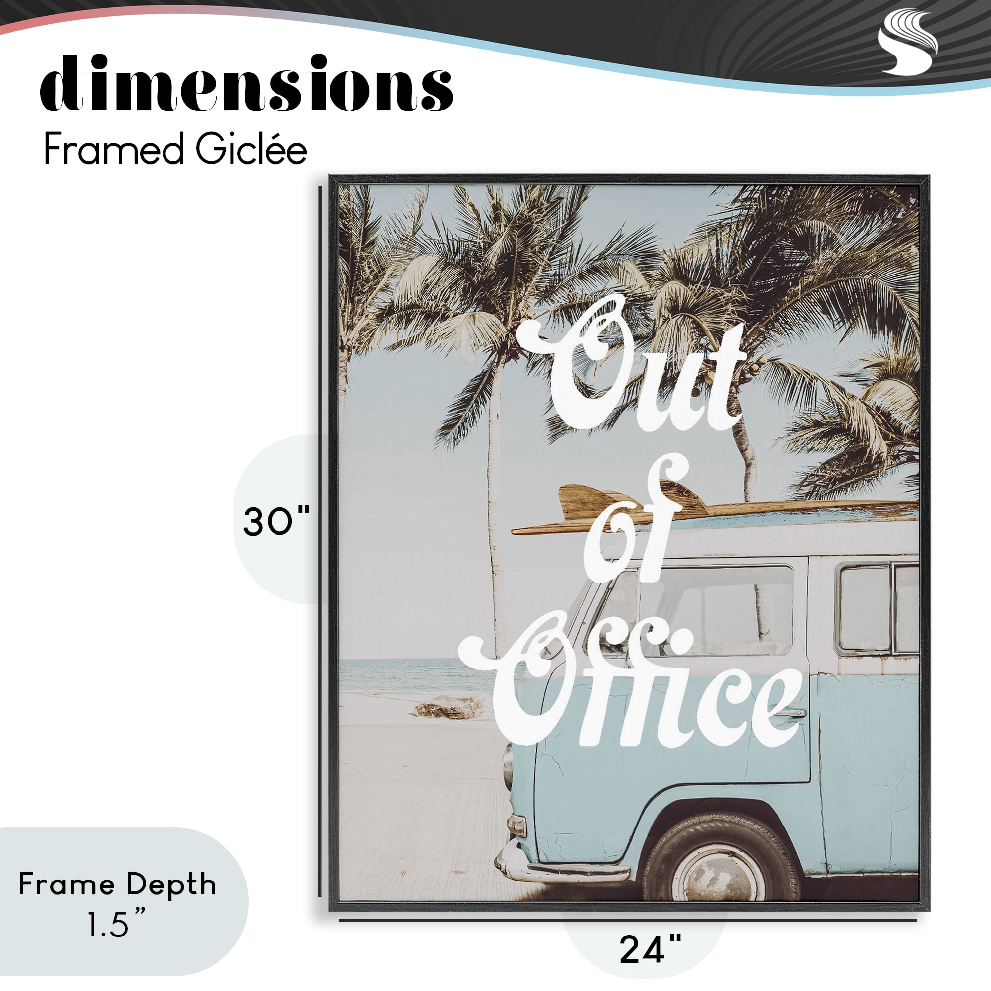 Stupell Industries Retro Out Of Office Beach Black Framed Giclee Art, design by Lil' Rue